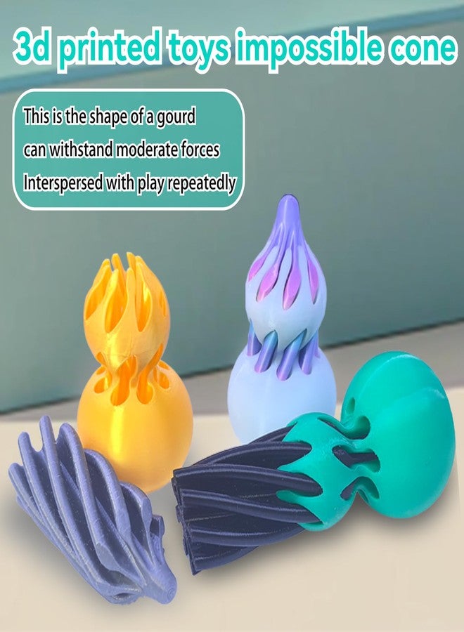 WAAISSJK Gourd Fingertip Toy, Spiral Cone Fidget Toy, 3D Printed Fidget Toys, Suitable for Entertainment and Ornaments, ADHD Autism Stress Relief (Green Gold Glacier Blue - 3 pcs) - Image 2